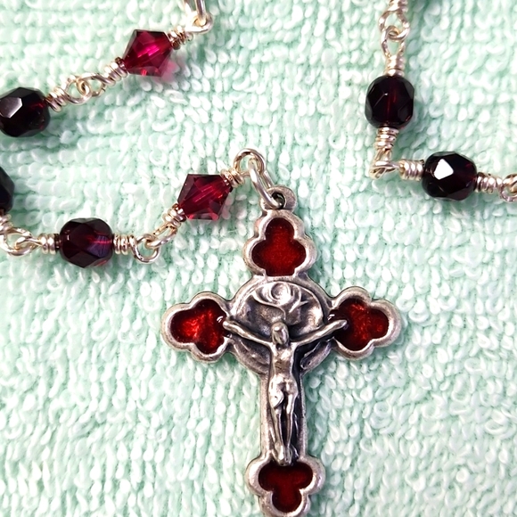 "PRICE DROP" Ruby Red "Divine Mercy" Rosary! - Picture 2 of 4
